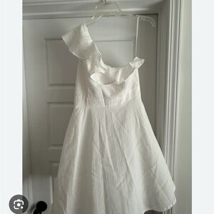 Francesca's Collections Cream One-Shoulder Dress